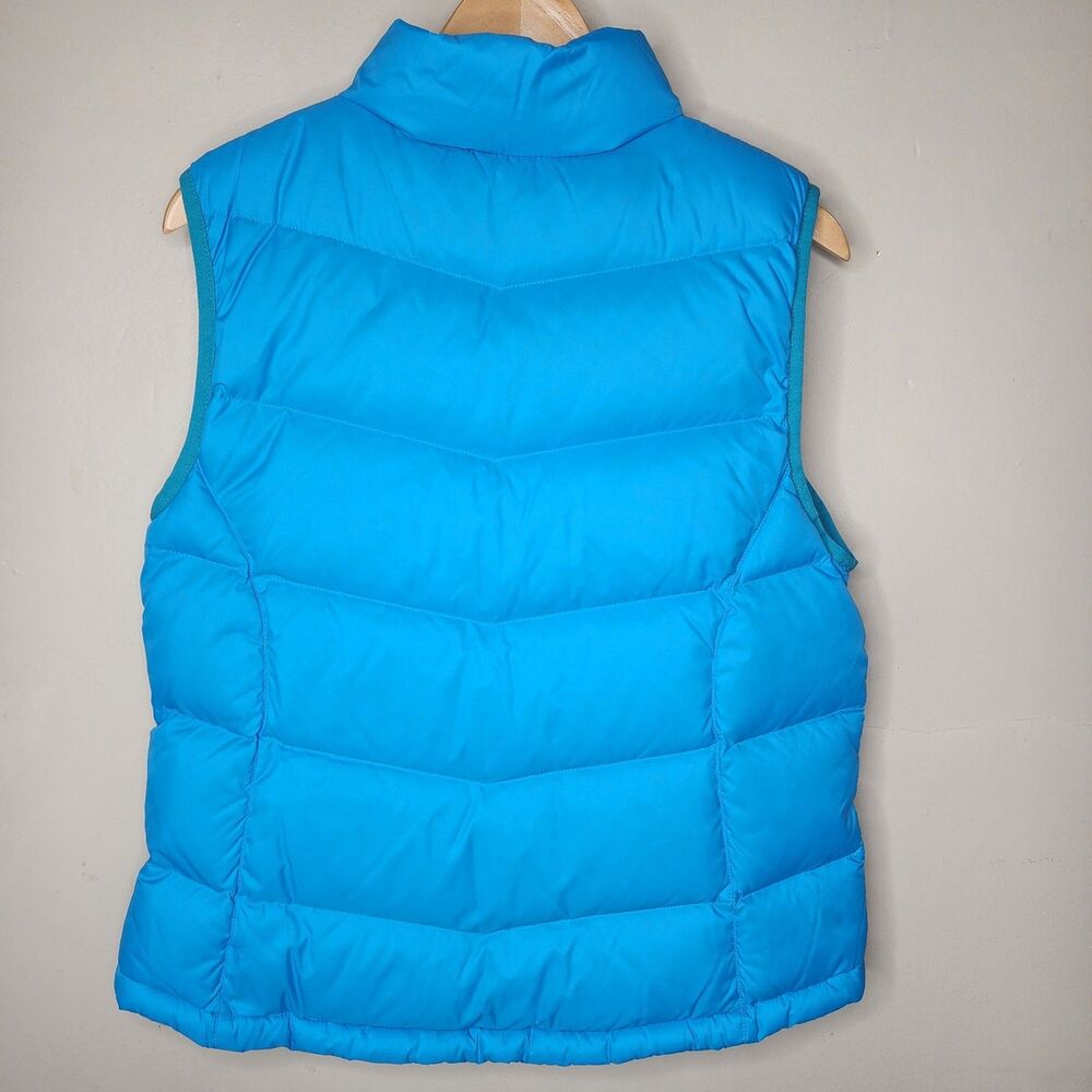 LL Bean Goose Down Puffer Vest Blue Womens Medium Athletic Gorpcore Zip Snap - Picture 9 of 16